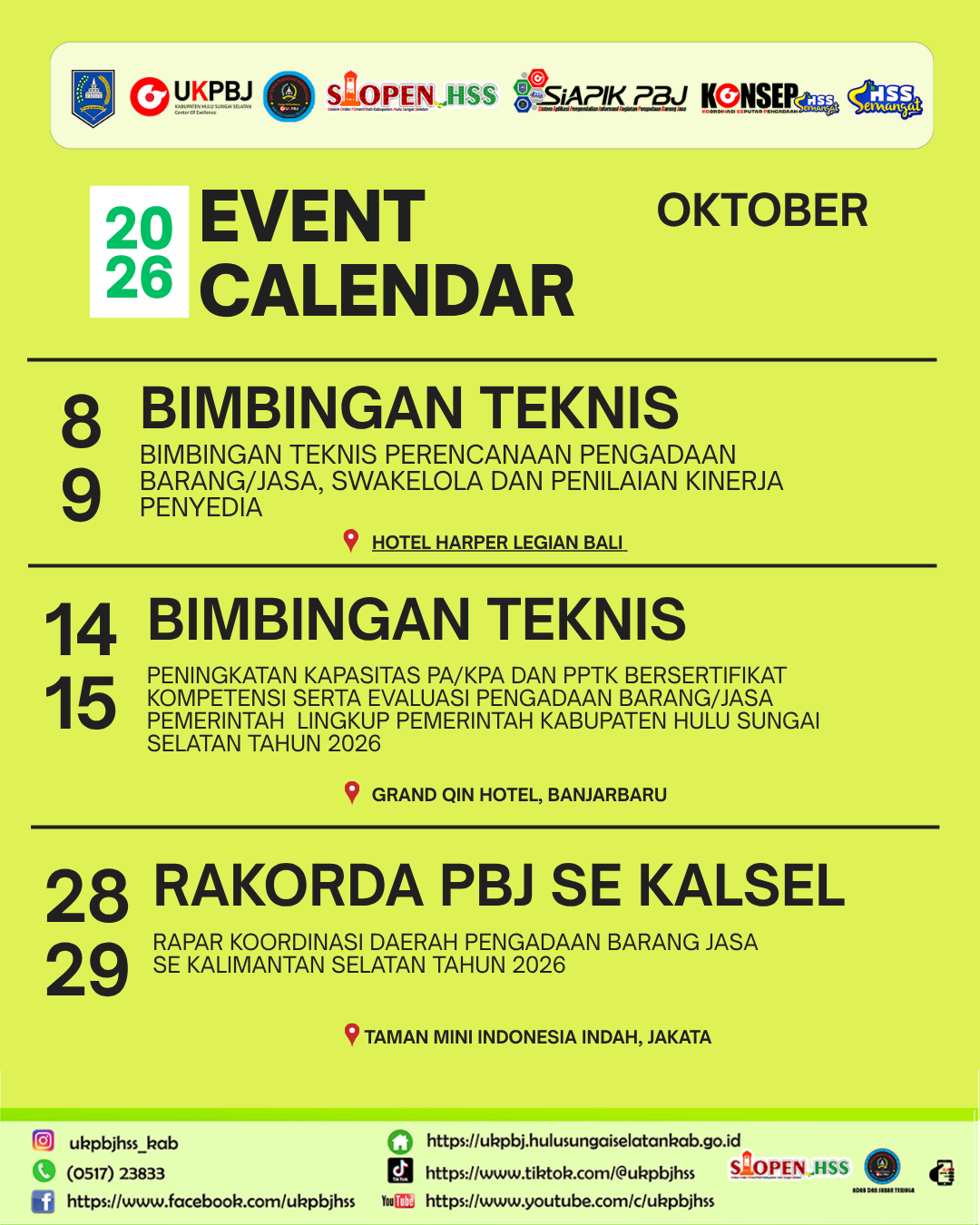 Event Calender Oktober 2026